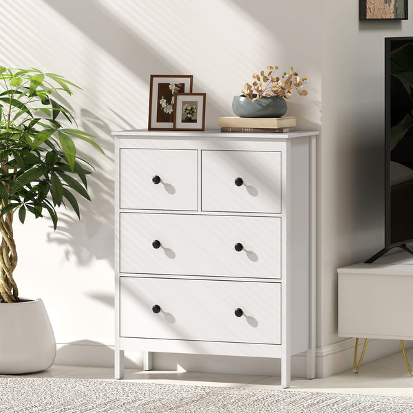 Kommode mit 4 Schubladen für Schlafzimmer und Flur weiss