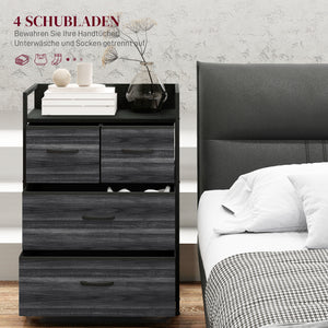 Kommode mit 4 Stoffschubladen im Industrial Design schwarz