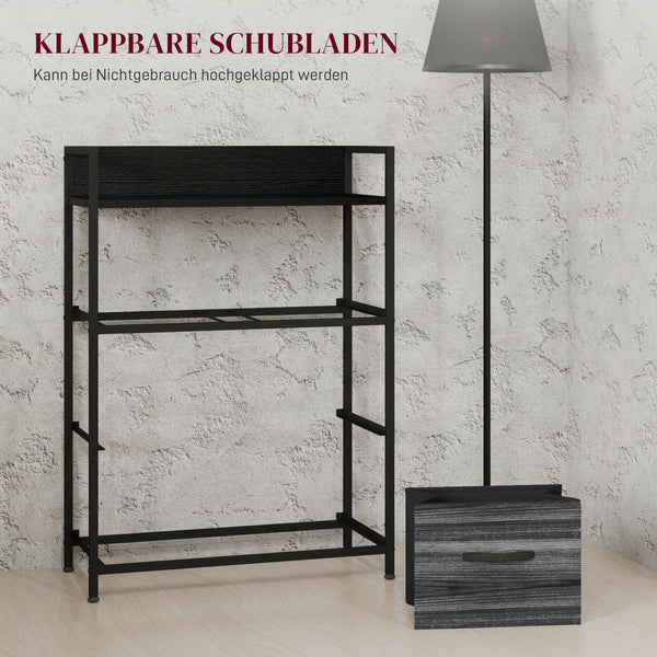 Kommode mit 4 Stoffschubladen im Industrial Design schwarz