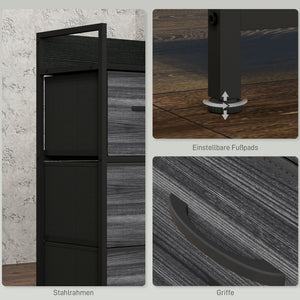 Kommode mit 4 Stoffschubladen im Industrial Design schwarz