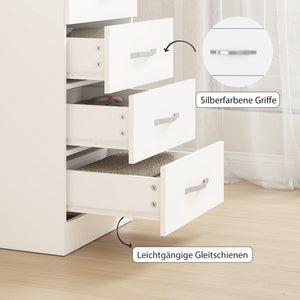 Kommode mit 5 Schubladen für Kleidung und Aufbewahrung weiss