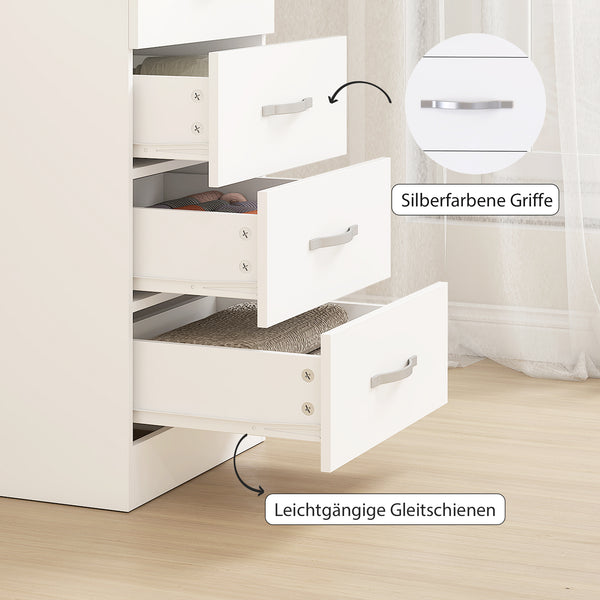 Kommode mit 5 Schubladen für Kleidung und Aufbewahrung weiss