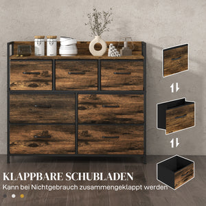 Kommode mit 7 Stoffschubladen im Industrial Design braun schwarz