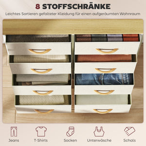 Kommode mit 8 Stoffschubladen und Aufbewahrung für Schlafzimmer beige