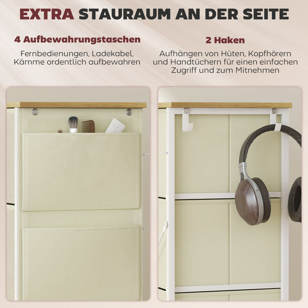 Kommode mit 8 Stoffschubladen und Aufbewahrung für Schlafzimmer beige
