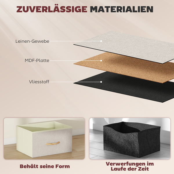 Kommode mit 8 Stoffschubladen und Aufbewahrung für Schlafzimmer beige
