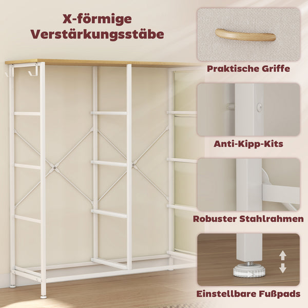 Kommode mit 8 Stoffschubladen und Aufbewahrung für Schlafzimmer beige