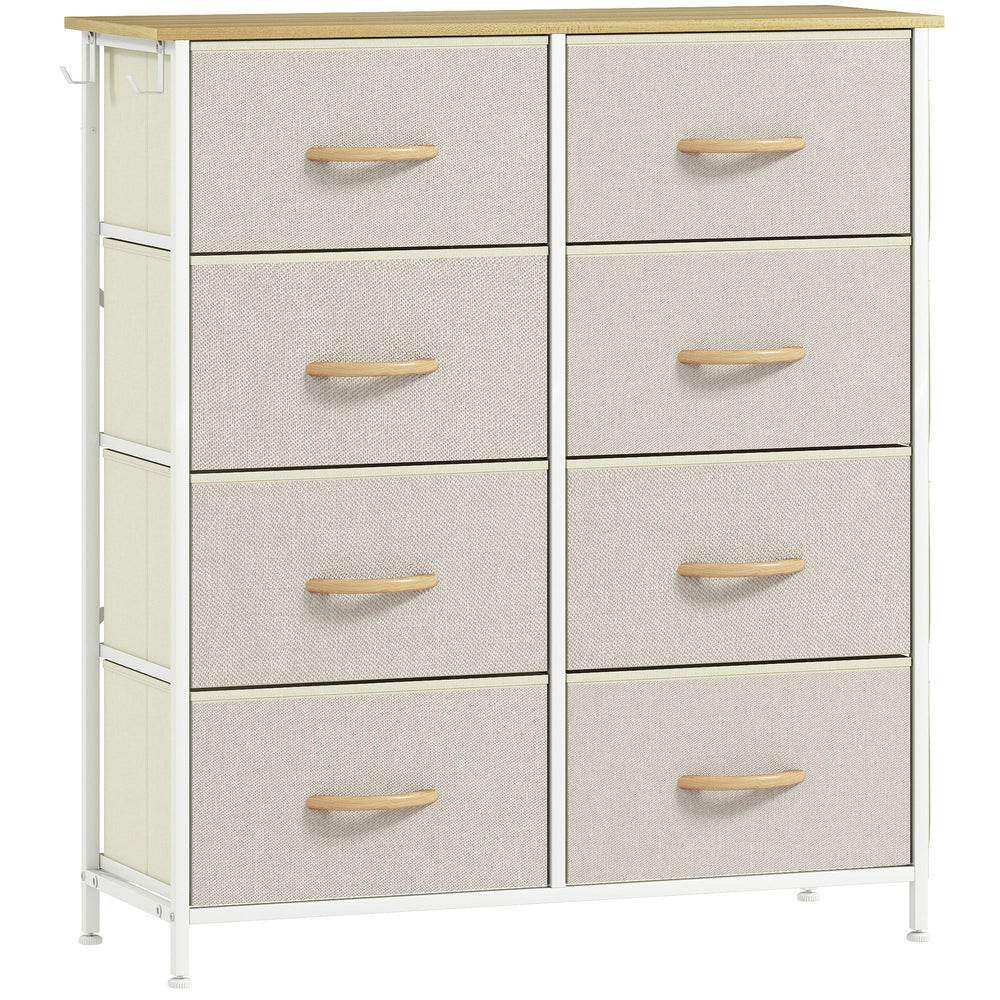 Kommode mit 8 Stoffschubladen und Aufbewahrung für Schlafzimmer beige