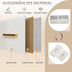 Kommode Schubladenschrank mit 8 Stoffschubladen cremeweiss