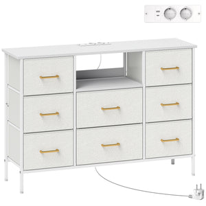 Kommode Schubladenschrank mit 8 Stoffschubladen cremeweiss
