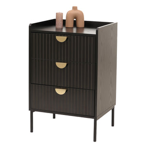 Kommode Highboard 3 Schubladen Melamin MDF 77x50x42cm Holzoptik schwarz