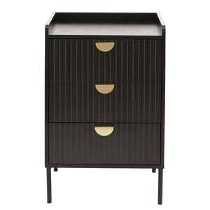 Kommode Highboard 3 Schubladen Melamin MDF 77x50x42cm Holzoptik schwarz