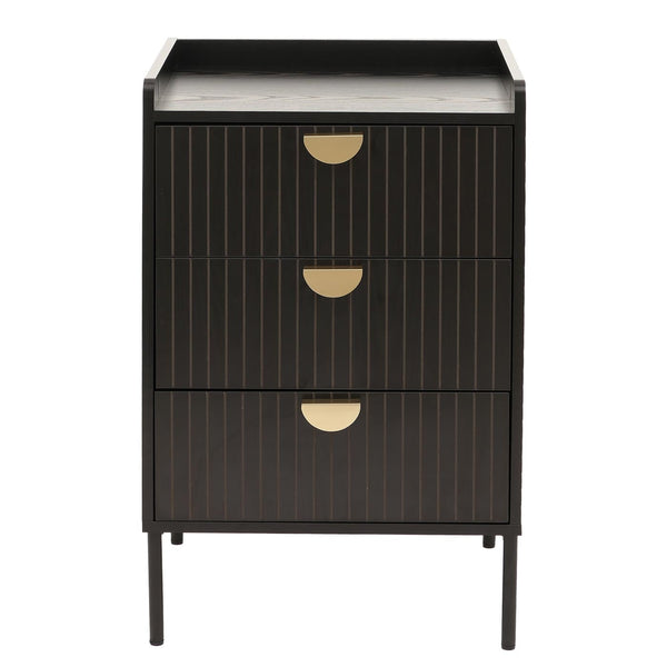 Kommode Highboard 3 Schubladen Melamin MDF 77x50x42cm Holzoptik schwarz