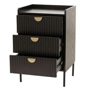 Kommode Highboard 3 Schubladen Melamin MDF 77x50x42cm Holzoptik schwarz