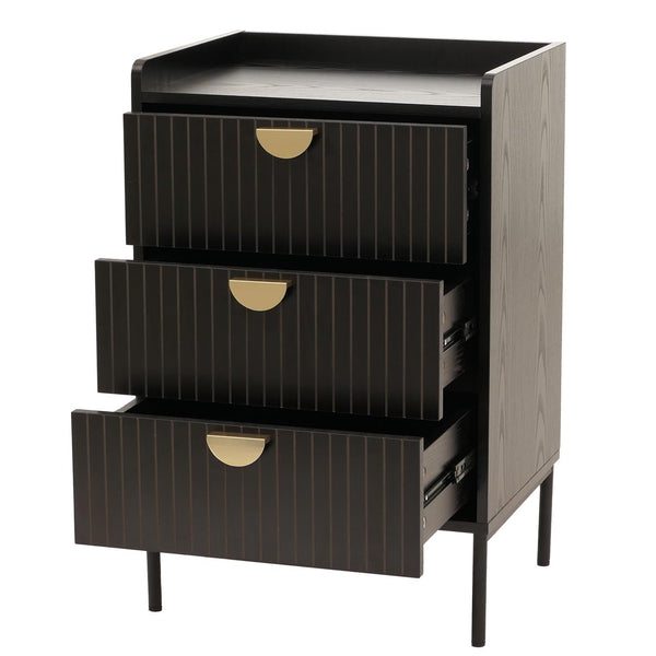 Kommode Highboard 3 Schubladen Melamin MDF 77x50x42cm Holzoptik schwarz