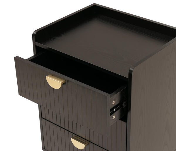 Kommode Highboard 3 Schubladen Melamin MDF 77x50x42cm Holzoptik schwarz