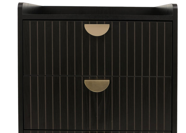 Kommode Highboard 3 Schubladen Melamin MDF 77x50x42cm Holzoptik schwarz