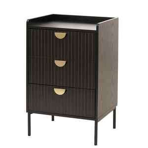 Kommode Highboard 3 Schubladen Melamin MDF 77x50x42cm Holzoptik schwarz