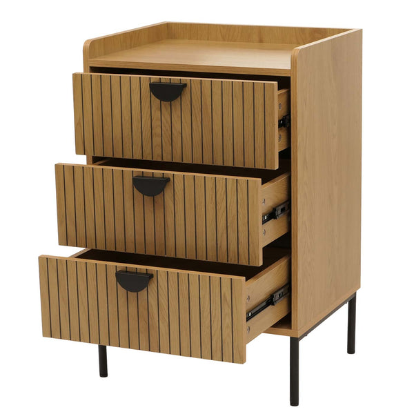 Kommode Highboard 3 Schubladen Melamin MDF 77x50x42cm natur