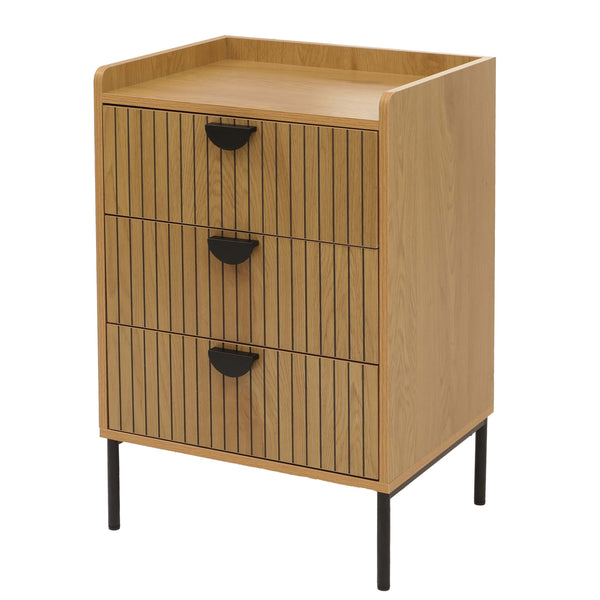 Kommode Highboard 3 Schubladen Melamin MDF 77x50x42cm natur
