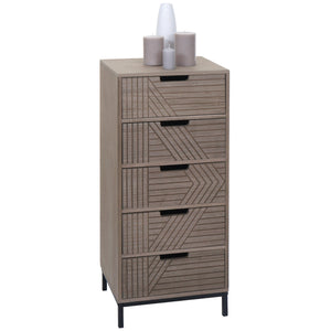 Kommode Highboard 3D-Design 5 Schubladen 84x35x29cm grau-braun