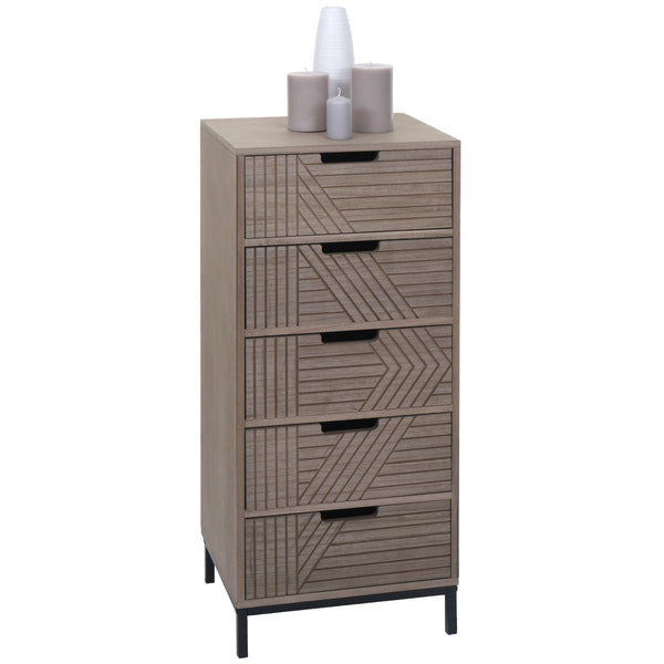 Kommode Highboard 3D-Design 5 Schubladen 84x35x29cm grau-braun