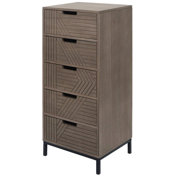 Kommode Highboard 3D-Design 5 Schubladen 84x35x29cm grau-braun