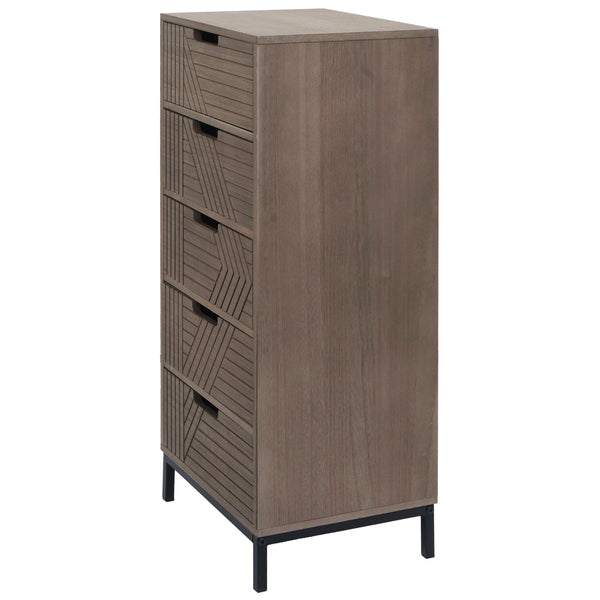 Kommode Highboard 3D-Design 5 Schubladen 84x35x29cm grau-braun