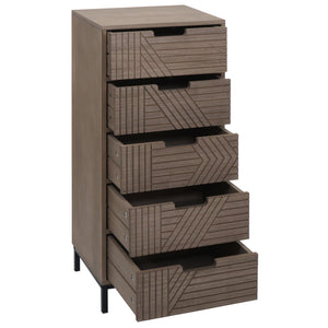 Kommode Highboard 3D-Design 5 Schubladen 84x35x29cm grau-braun