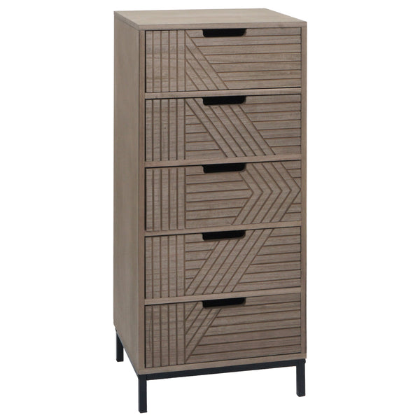 Kommode Highboard 3D-Design 5 Schubladen 84x35x29cm grau-braun