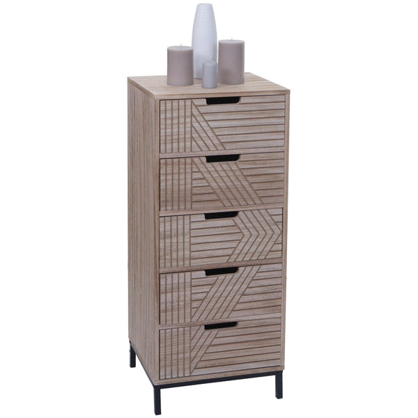 Kommode Highboard 3D-Design 5 Schubladen 84x35x29cm natur