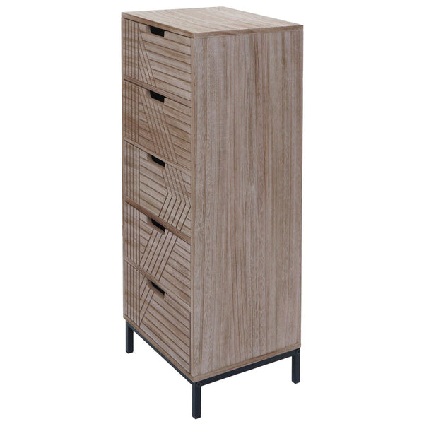 Kommode Highboard 3D-Design 5 Schubladen 84x35x29cm natur