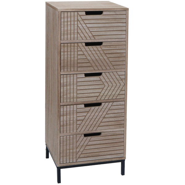 Kommode Highboard 3D-Design 5 Schubladen 84x35x29cm natur