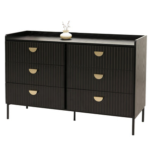 Kommode Highboard 6 Schubladen Melamin MDF 80x120x44cm Holzoptik schwarz