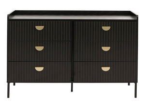 Kommode Highboard 6 Schubladen Melamin MDF 80x120x44cm Holzoptik schwarz