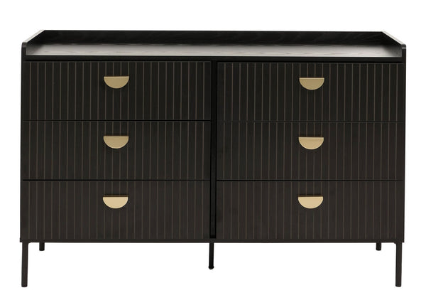 Kommode Highboard 6 Schubladen Melamin MDF 80x120x44cm Holzoptik schwarz