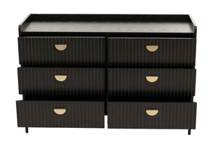 Kommode Highboard 6 Schubladen Melamin MDF 80x120x44cm Holzoptik schwarz