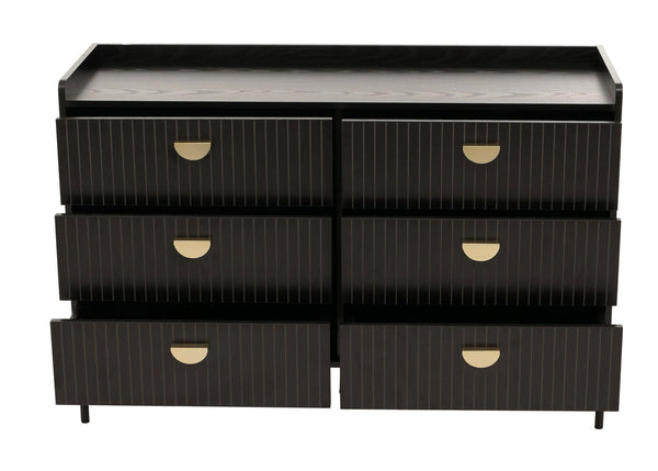 Kommode Highboard 6 Schubladen Melamin MDF 80x120x44cm Holzoptik schwarz