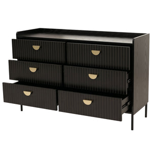 Kommode Highboard 6 Schubladen Melamin MDF 80x120x44cm Holzoptik schwarz