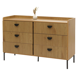 Kommode Highboard 6 Schubladen Melamin MDF 80x120x44cm natur