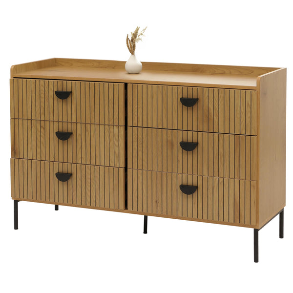 Kommode Highboard 6 Schubladen Melamin MDF 80x120x44cm natur