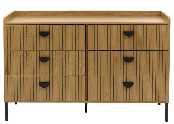 Kommode Highboard 6 Schubladen Melamin MDF 80x120x44cm natur