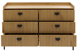 Kommode Highboard 6 Schubladen Melamin MDF 80x120x44cm natur