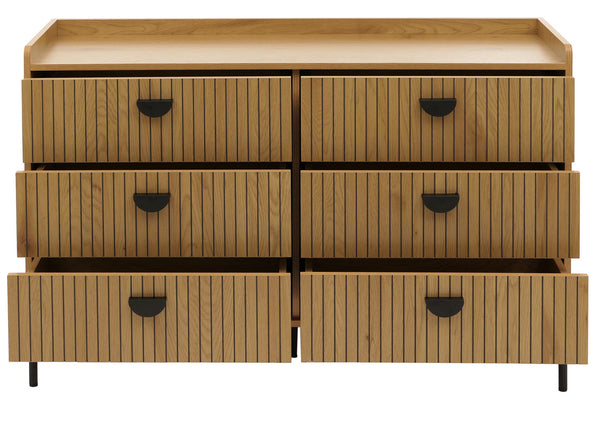 Kommode Highboard 6 Schubladen Melamin MDF 80x120x44cm natur