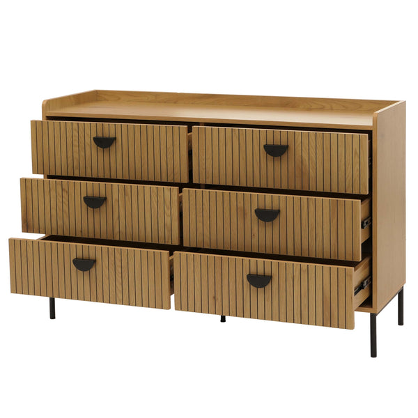 Kommode Highboard 6 Schubladen Melamin MDF 80x120x44cm natur