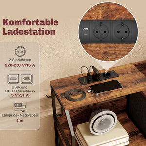 Kommode mit 8 Stoffschubladen und Ladestation rustikales Design