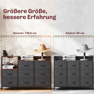 Kommode mit 8 Stoffschubladen und Ladestation rustikales Design