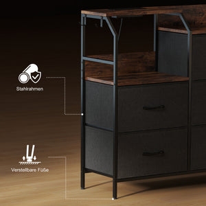 Kommode mit 8 Stoffschubladen und Ladestation rustikales Design