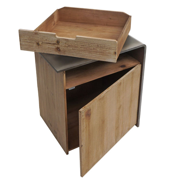 Kommode Nachttisch Beistelltisch Industrial Massivholz 60x50x40cm natur Metall-Optik
