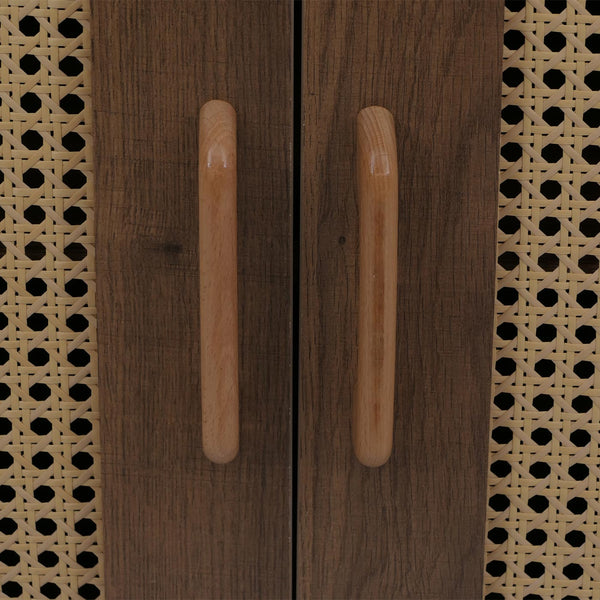 Kommode Schrank Anrichte Türen Staufächer Poly-Rattan 79x80x40cm braun
